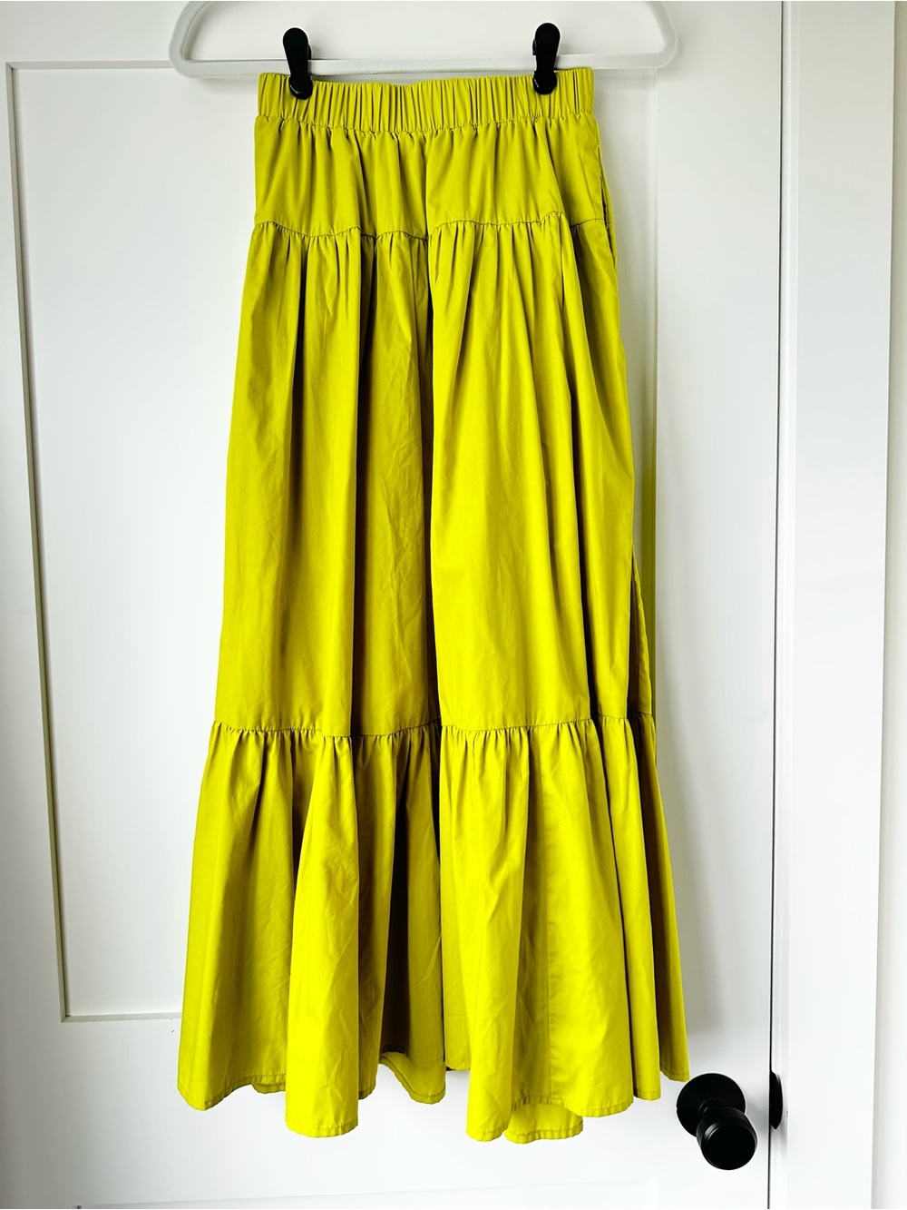 NWOT Abercrombie and Fitch Poplin Tiered Maxi Skirt Lime Green Small Petite SP - Picture 3 of 6
